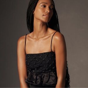 NWT By Anthropologie Beaded Satin Crop Tank